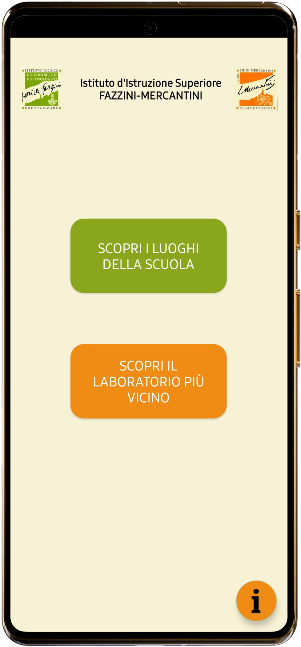 Schermata principale dell'app Android sviluppata durante l'impresa simulata