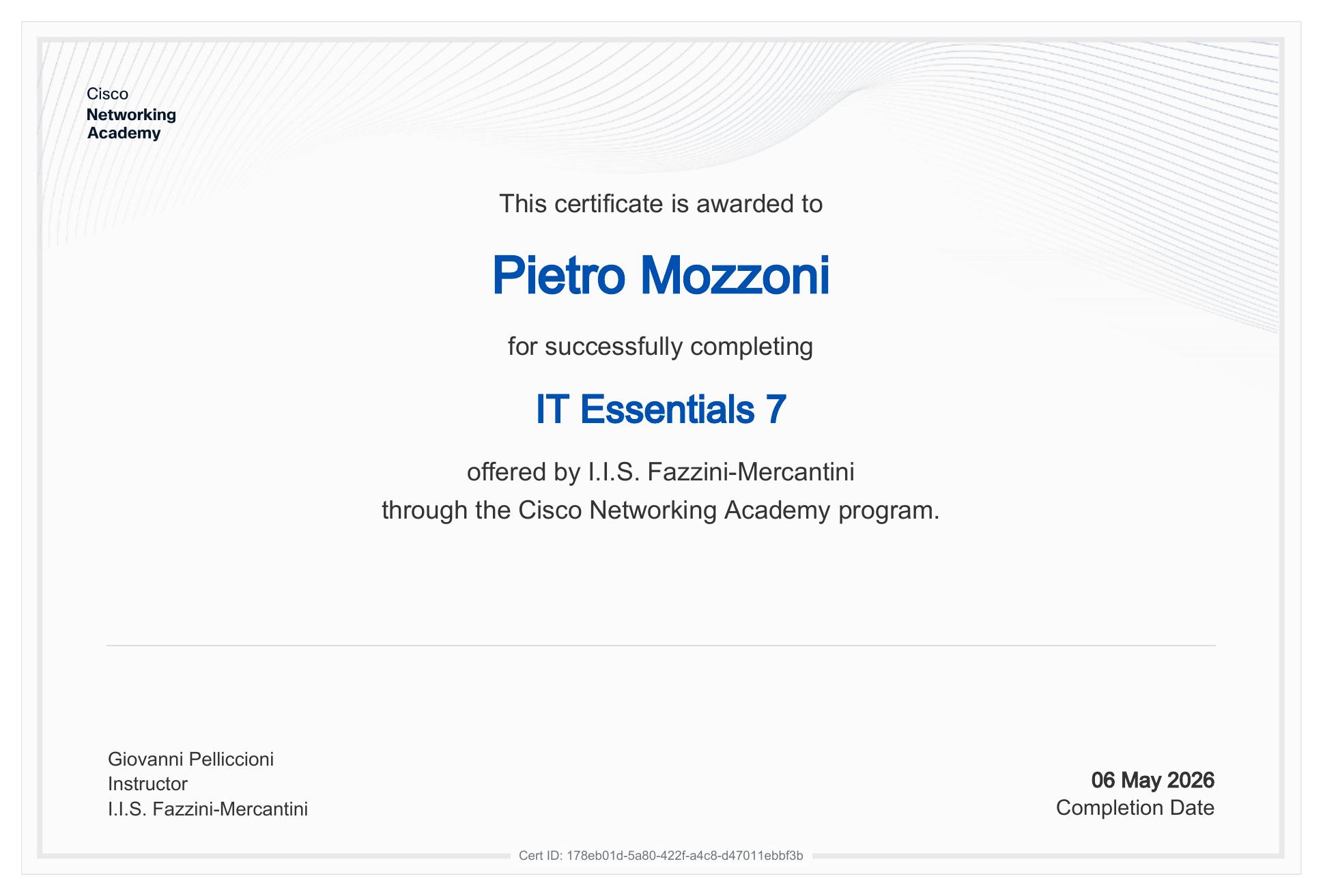 Attestato Cisco IT Essentials